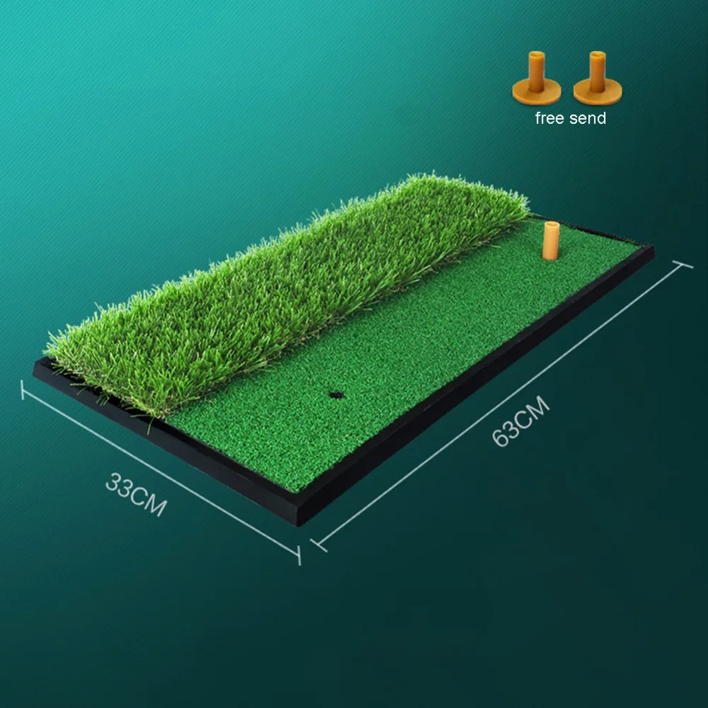 33*63cm Backyard Exercise Golf Mat Training Hitting Mat Pad Green Grass Indoor Practice Mat With Rubber Tee Holder