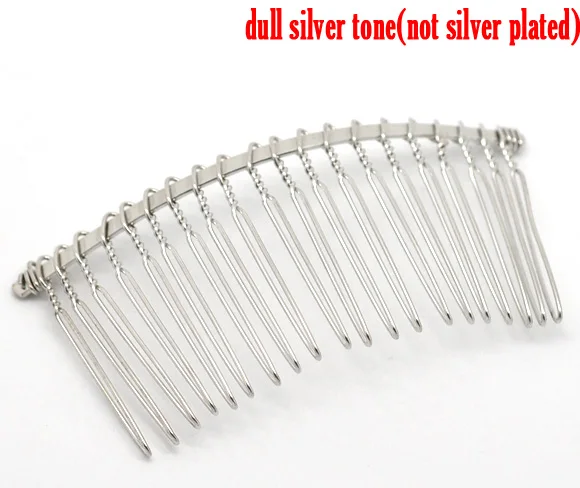 8Seasons Iron Based Alloy Hair Clips Arched Comb Shape Silver Color DIY Making Women Party Hair Jewelry 7.8cm x 3.8cm, 10PCs