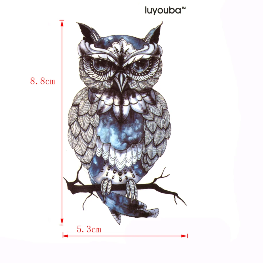 Owl on the tree Waterproof Temporary Tattoos Men Beauty Animal temporary Tatuajes temporales stickers fake tattoo maquiagem