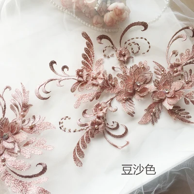 Handgefertigte Perlen 3D Hochzeitskleid-Applikation, DIY Braut-Kopfschmuck, Spitzenkragen, Stoffaufnäher, RS1780 – Detail 6