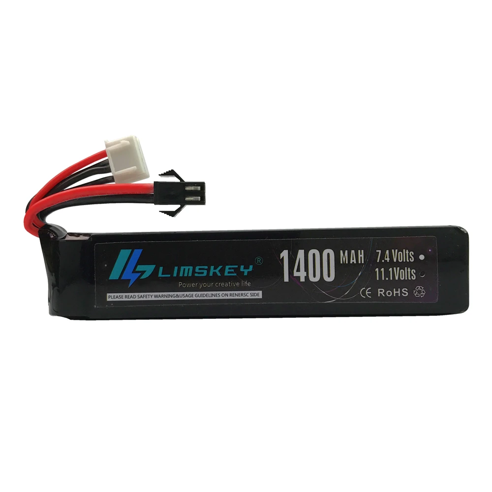 Limskey lipo bateria 11.1v 1400mah 25c mini lipo bateria para airsoft armas de ar pistola rifle pistola de metal com mini tamiya