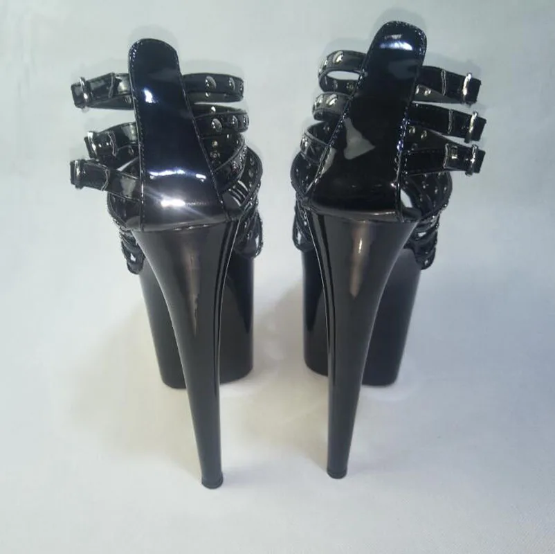 New Sexy Sexy banquet with 20cm heels, chunky rivet upholstered upper sandals, 8 inch thin heel stage sandals