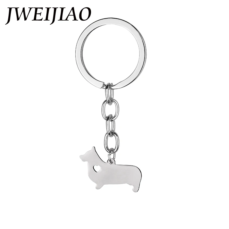 JWEIJIAO German Short Legged Corgi Charms Keychain For Women Men Girls Metal Dog Pendant Bag Charm Car Key Ring Holder  SKU09