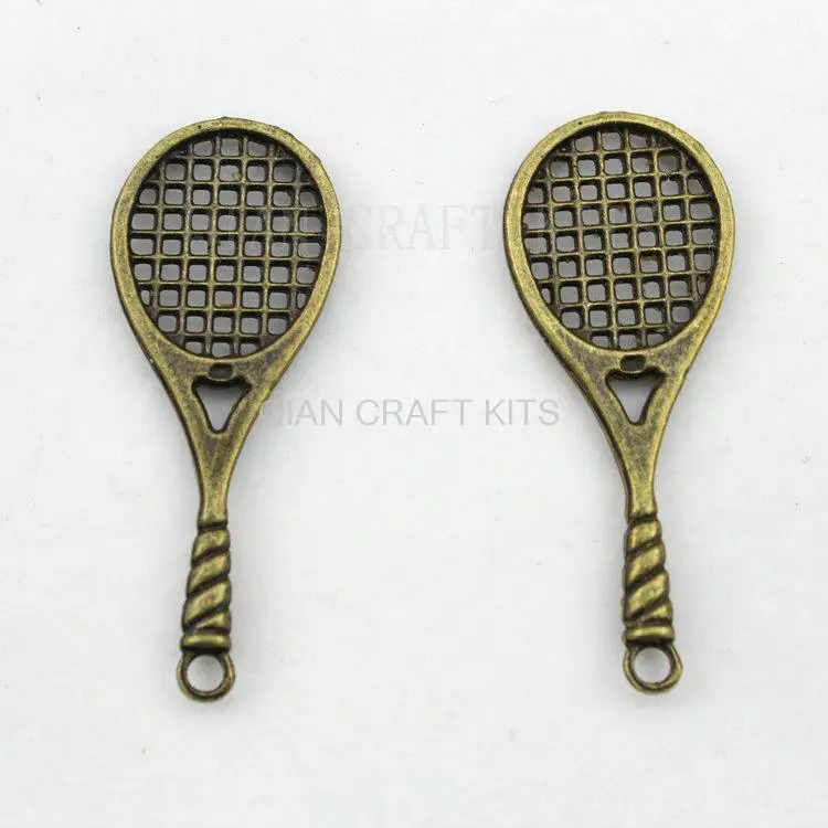 80pcs big tennis racket charms sports antique bronze zinc alloy drops DIY Supplies for Jewelry Making 49*20mm AY0343