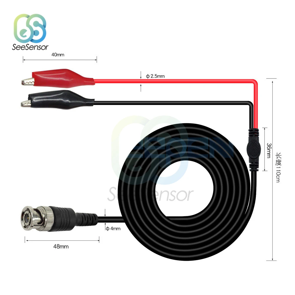 BNC Q9ชายปลั๊ก Dual Alligator Clip Oscilloscope Probe Test Leads คลิปจระเข้สาย Oscilloscope อุปกรณ์เสริม