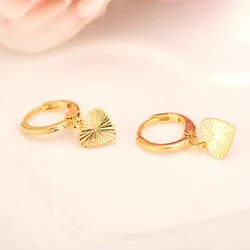 Gold Color Cute Heart Drop Earrings Women/Girl Lovely Trendy Jewelry For African/Arab/Middle Eastern Kids Children Best Gift