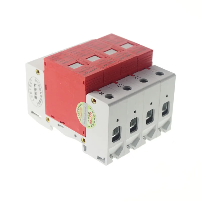 4P 40~80KA Surge Protective Red Over Voltage Lightning Arrester Protection