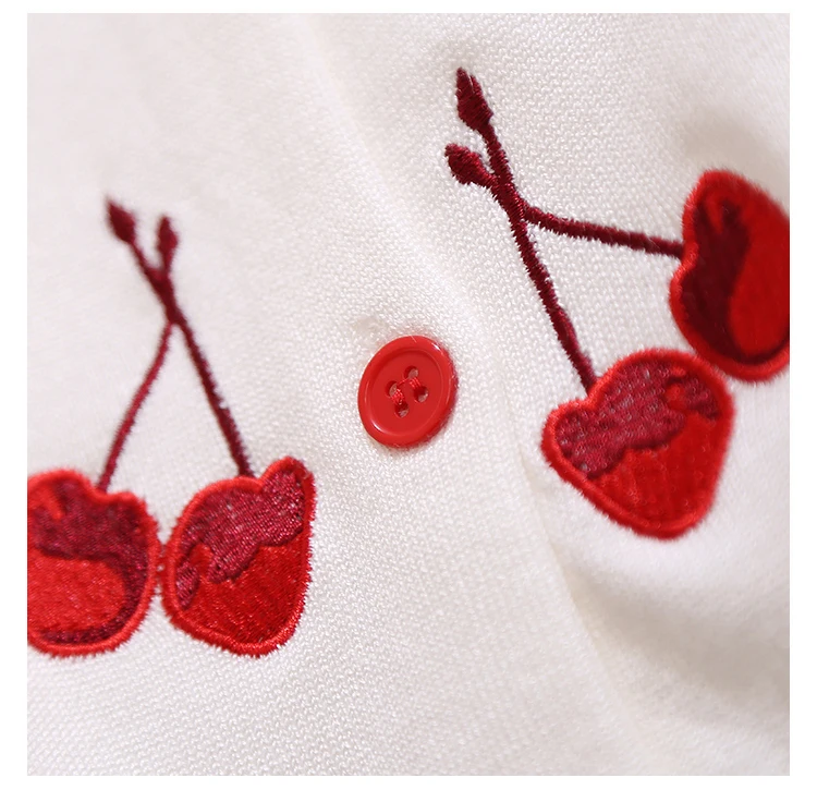 Makuluya Autumn Spring Women Sweater Cherry Embroidery Pattern All-Match Jacket Coats Long Sleeve Short Knitting Cardigans L6