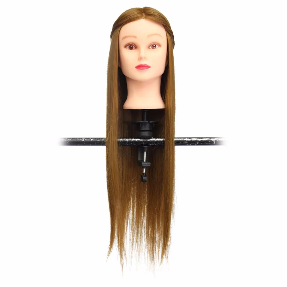 CAMMITEVER Salon Hairdressing Training Head 20'' Long Human Hair Mannequin Model With Clamp