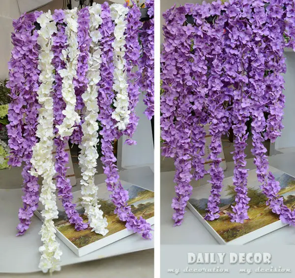 

220cm long artificial Hydrangea wisteria flower vines wedding arch flowers rattan marrige party Garlands Decoration Floral