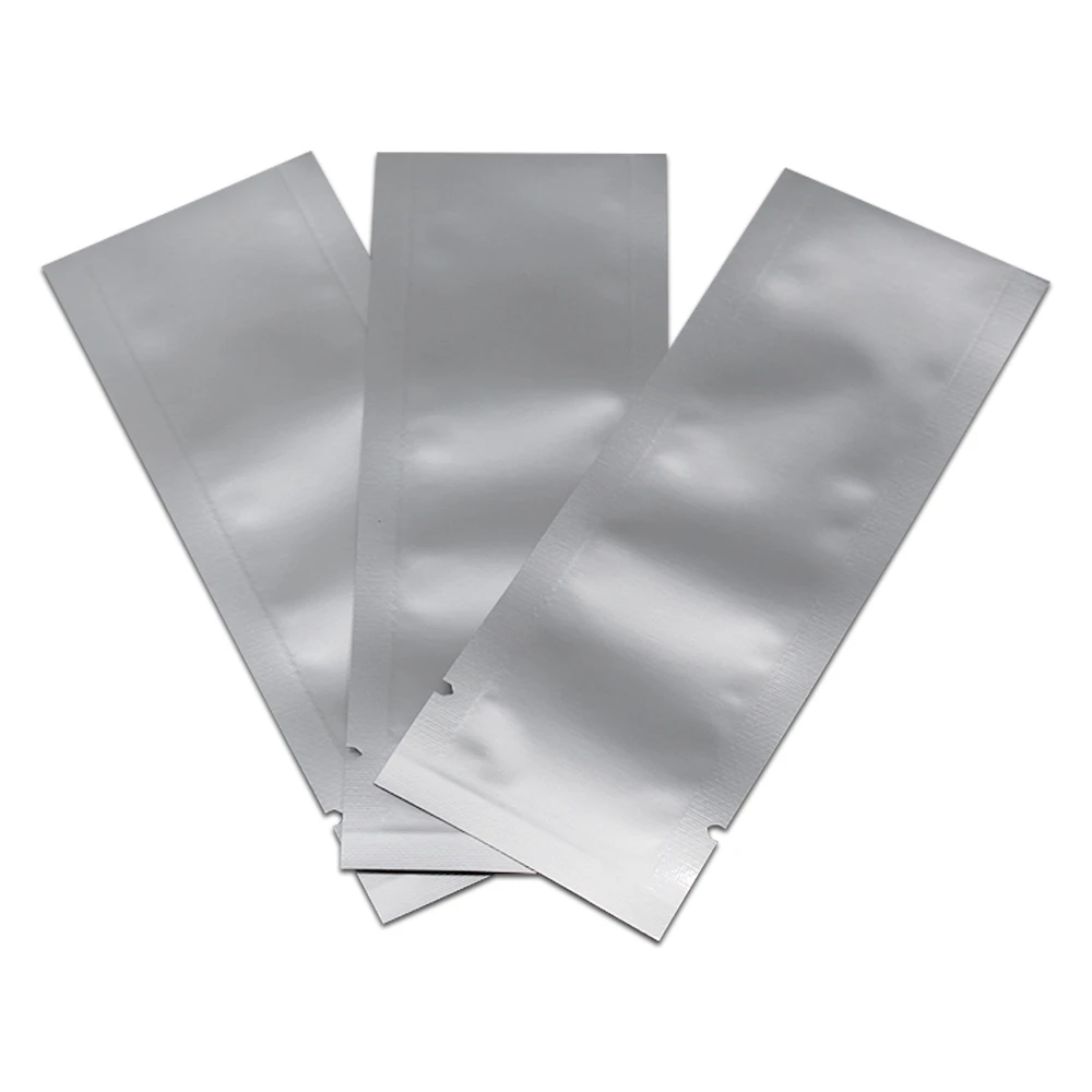 200PCS Long Size Vacuum Seal Open Top Bag Pure Aluminum Foil Storage Packet for Coffee Powder Candy Pack Heat Seal Mylar Pouches