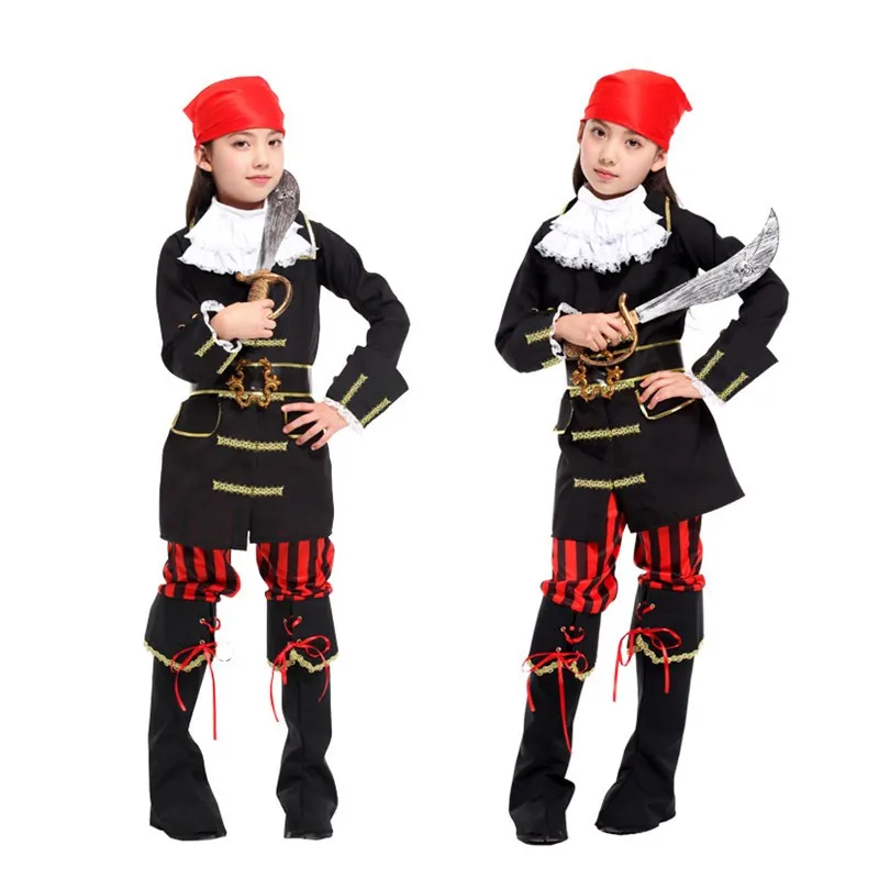 New Girls Corsair Cosplay Kids Halloween Pirate Costumes Robber Role Play Children's Day Christmas Purim Carnival Party Dress