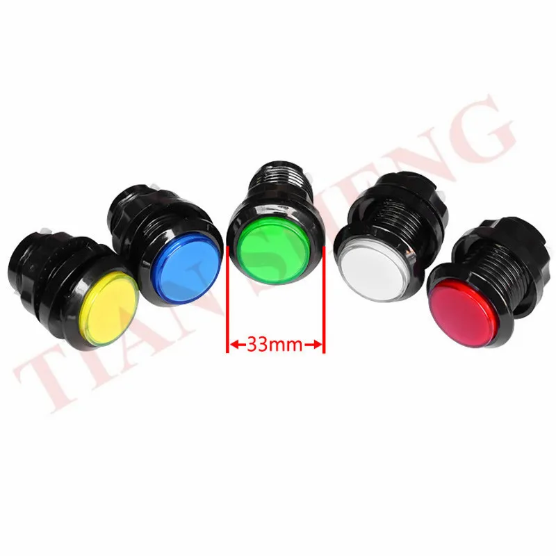 32mm Arcade Round Shape LED Illuminated Push Button with Switch for Gaming Machine Video Game Consoles Repair Kit Parts