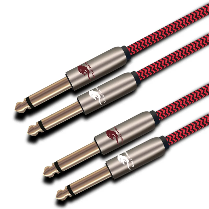 

Hifi Guitar Cable Dual 6.35mm to Dual 6.35mm for Sound Mixer Electric Organ 1/4 Inch TS Jack 2：2 Audio Cable 1M 2M 3M 5M 8M 10M