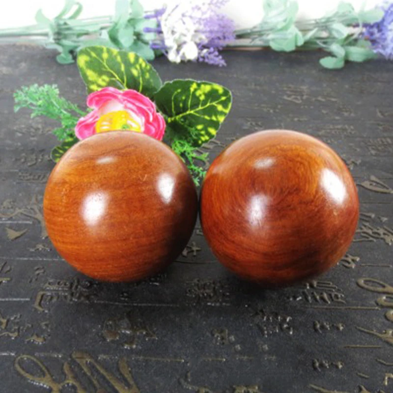 2Pcs Wooden Health Meditation Balls 50mm hand finger Exercise Stress Relief Baoding Balls Relaxation Therapy Fitness Handballs