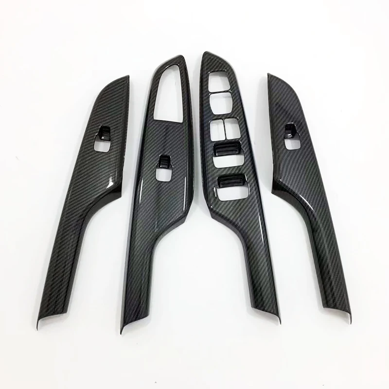 For Hyundai Kona Encino 2018 2019 ABS Carbon Fibre LHD Window Glass Lift Door Panel Cover trim Car Styling Accessories 4PCS