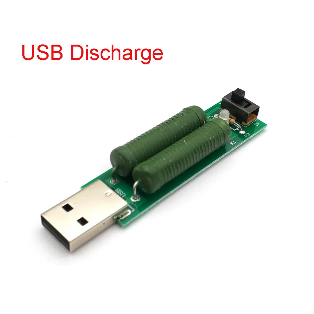 USB Mini Discharge Interface Load Resistor With Switch 2A 1A Green