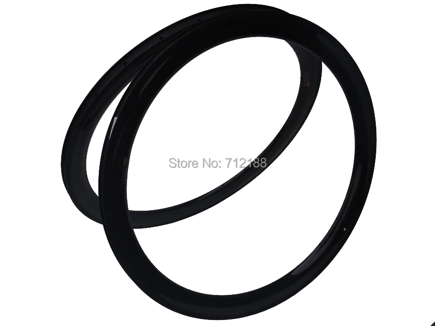 RIM-C15 :  Carbon Glossy  road bike 700C wheel clincher Rim 50mm Basalt Brake Side - 25mm width Bicycle Wheel Rim