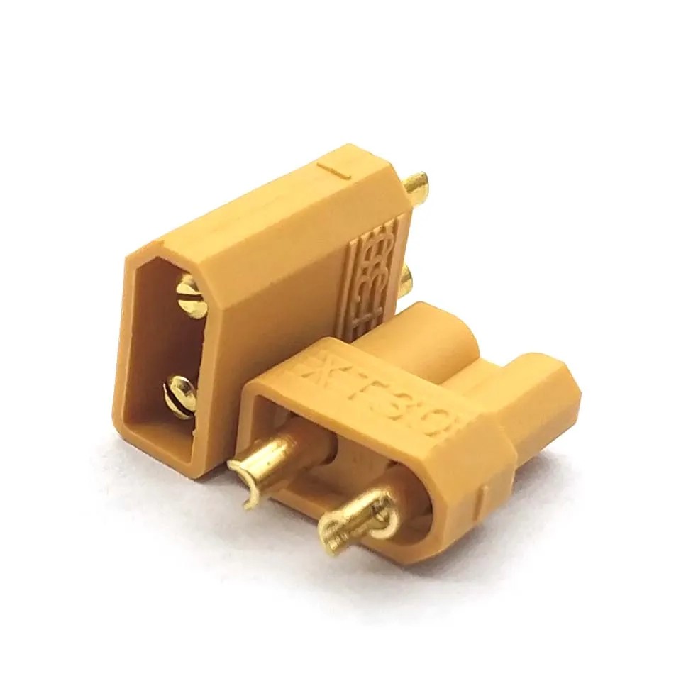 XT30 黄色バッテリーコネクタセット男性女性の金メッキバナナプラグヘリコプター