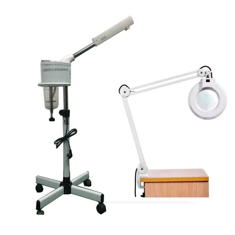 Professional 2-in-1 Facial Steamer with 5X Magnifying Lamp - Hot Ozone Vapor Steamer for Skin Care - Beauty Spa Pedestal Machine