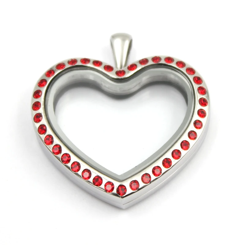Carvort with CZ crystal 316L stainless steel heart shape floating locket charms memory Lockets
