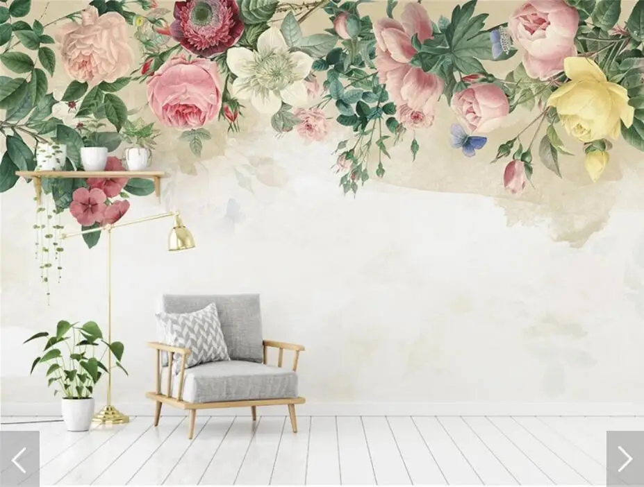 Modern Rose Flower Wallpaper Mural Papier Peint Mural 3d Wall Paper Bedroom Hand Painting Colorful Floral Wall Papers Home Decor