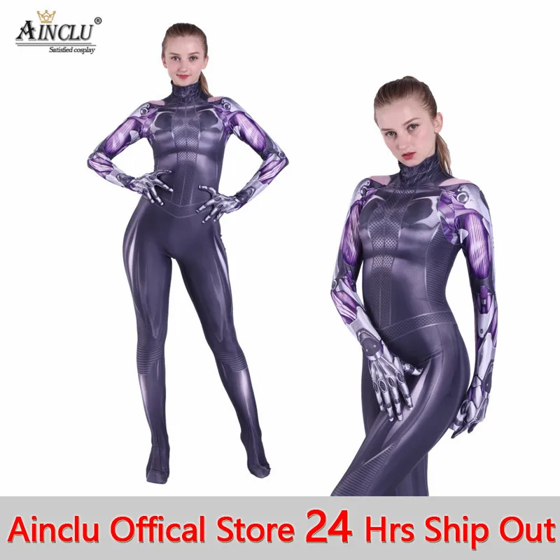 Ainclu New Alita Cosplay Costumes 3D Printed  Spandex Alita: Battle Angel Halloween Zentai Bodysuits for Women/Female/Girls