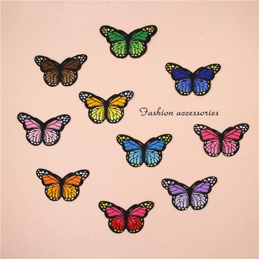 Fabric Embroidered Colored Butterfly Patch Clothes Sticker Bag Sew Iron On Applique DIY Apparel Sewing Clothing Accessories B146