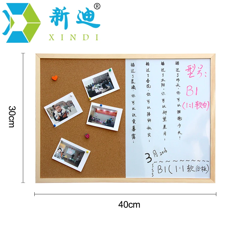 XINDI Whiteboard with Wooden Frame, Message Cork Board, Drawing Boards Combination, Magnetic Marker Board, Frete Grátis, 30x40cm