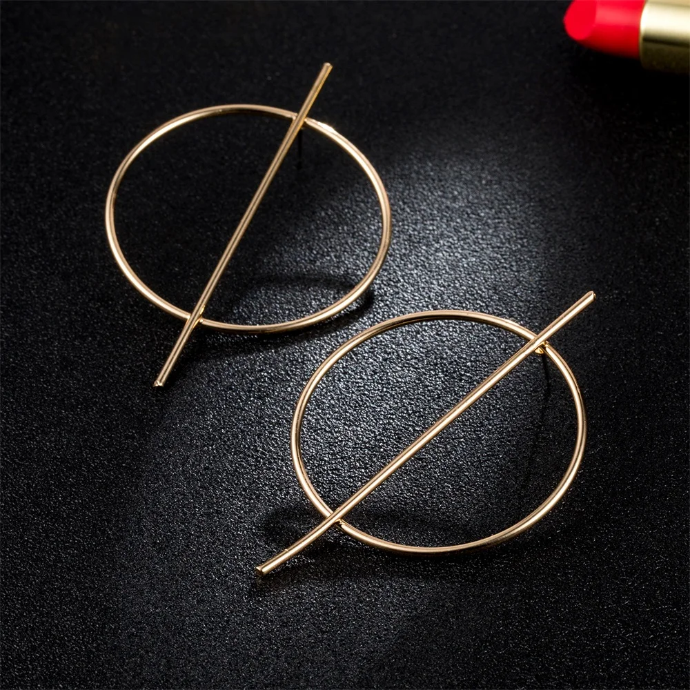 IPARAM Personality Exaggerated Geometry Big Circle Earrings Female Punk Glamour Fashion Gold Color Silver Color Earrings Jewelry