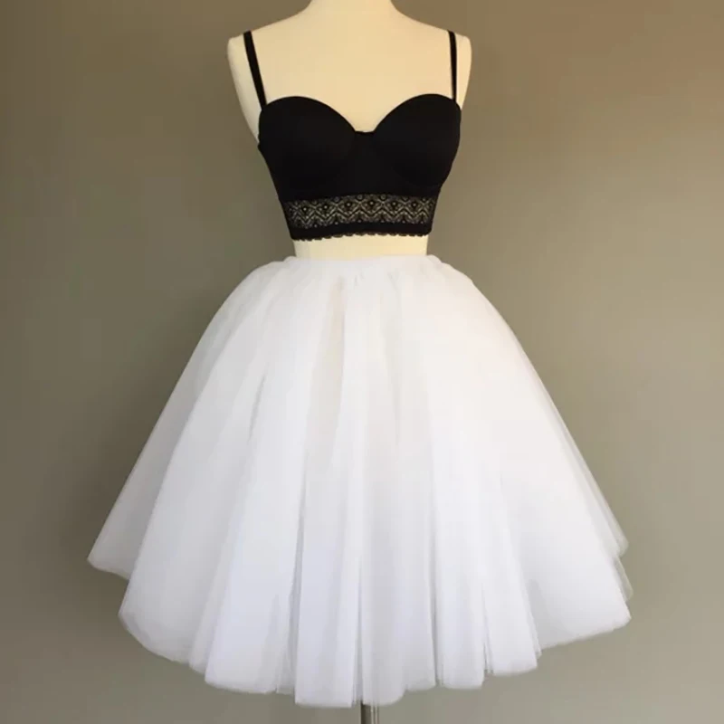 Saias tutu de tule para mulheres, cintura alta, boneca girando, vestido de baile, malha underskirt, saia midi, 7 camadas, 50cm, verão