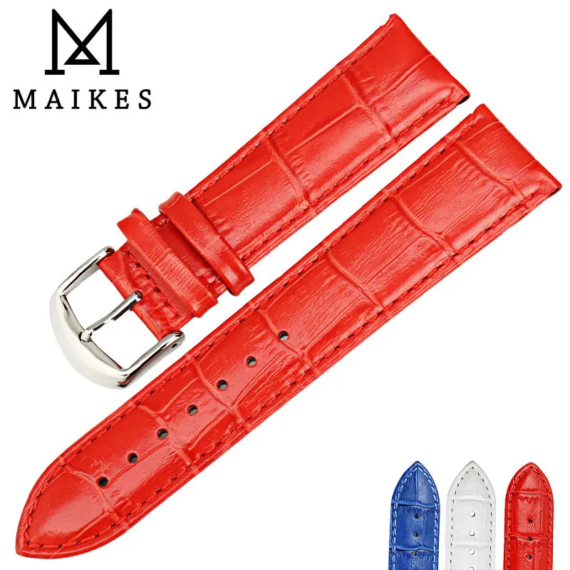 MAIKES New Genuine Leather Watchbands 16mm 18mm 20mm 22mm White Watch Bracelet Watch Strap Band Watch Accessories Case For CASIO