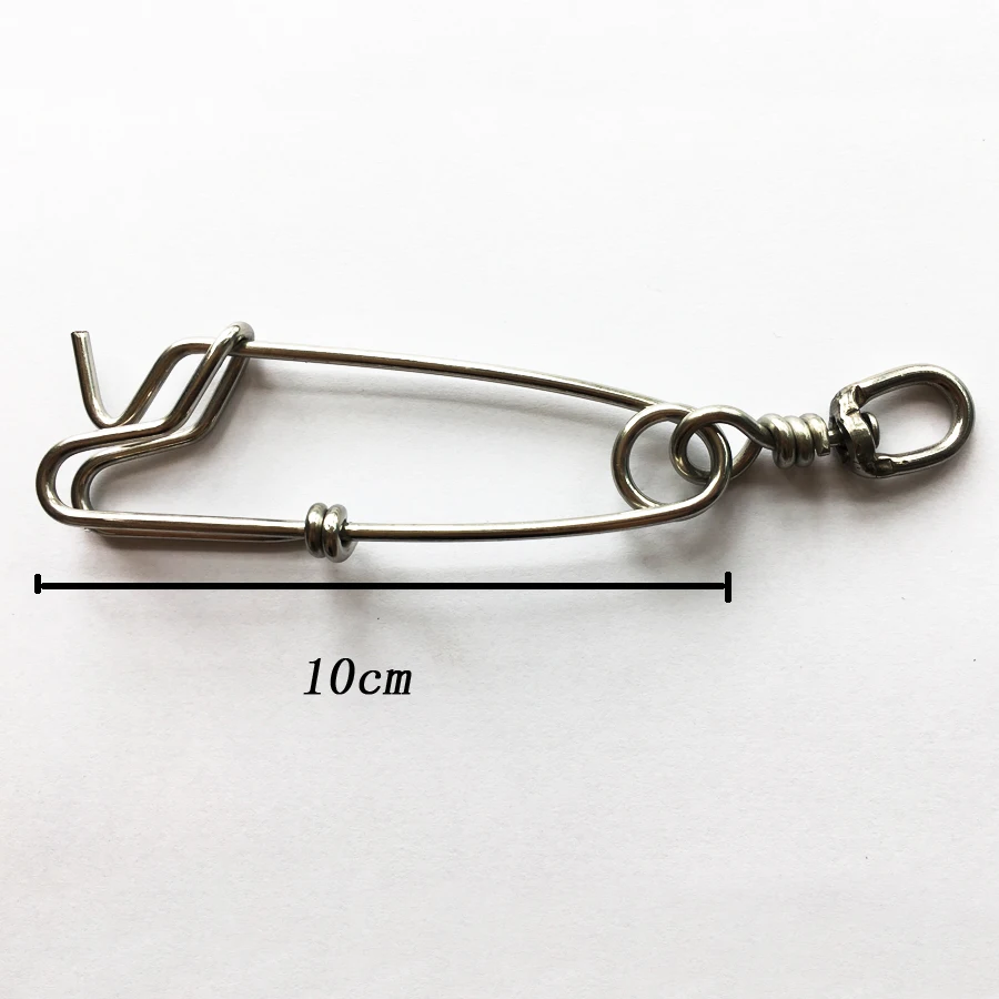 

2pcs/lot 10cm Stainless Steel Fishing Swivels Snap Speargun Float Line Tuna Clip 600lb Long Branch Hanger Fishing Snap Swivels