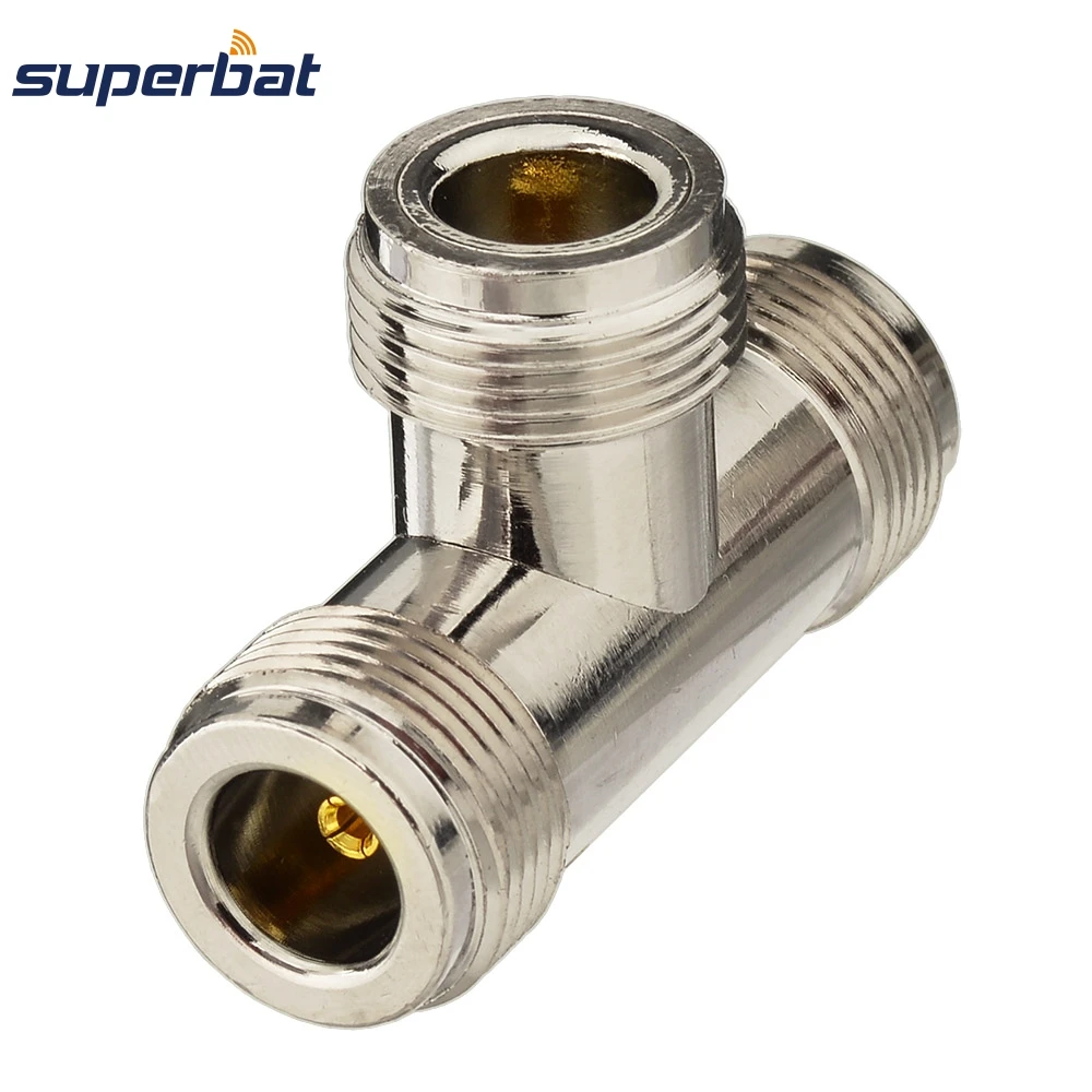 Superbat 5 pces n adaptador n jack para 2 n fêmea 3 way t tipo conector coaxial rf