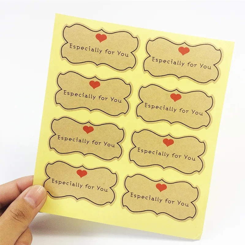 

800 Pcs/lot Especially For You With Red Heart Seal Sticker Kraft Paper Stickers Homemade Bakery&Gift Scrapbooking Label