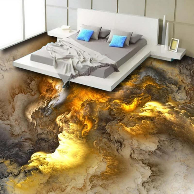 3D Flooring Wallpaper Modern Personality Abstract clouds 3D Floor Tiles Bedroom Bathroom PVC Self Adhesive Waterproof  3 D Mural