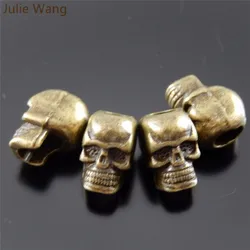 Julie Wang 10PCS Skull Beads Metal Alloy Spacer Beads Handmade Jewelry Fashion DIY Bracellet Accessory Findings Crafts Making