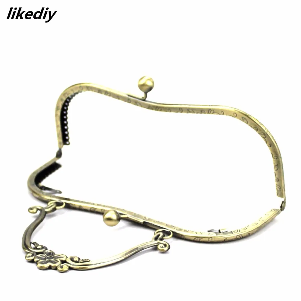1 Piece 20.5 CM Plum Blossom Flower Pattern Vintage Metal Purse Frame Kiss Clasp Handle Bag Accessories