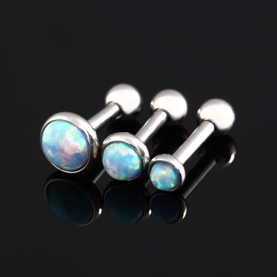 1PC Fashion Opal Ear Cartilage Tragus Piercing Assorted Colors Earring Stud For Sexy Girls Body Jewelry 3mm 4mm 5mm