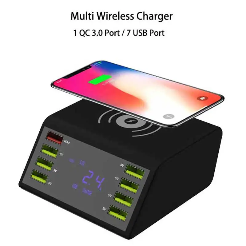 

Wireless Charger Station For Samsung S8 S10 A20 Note10 Huawei P30 Mate20 Oppo Vivo Xiaomi Universal Multi QC3.0 Fast Chager Dock