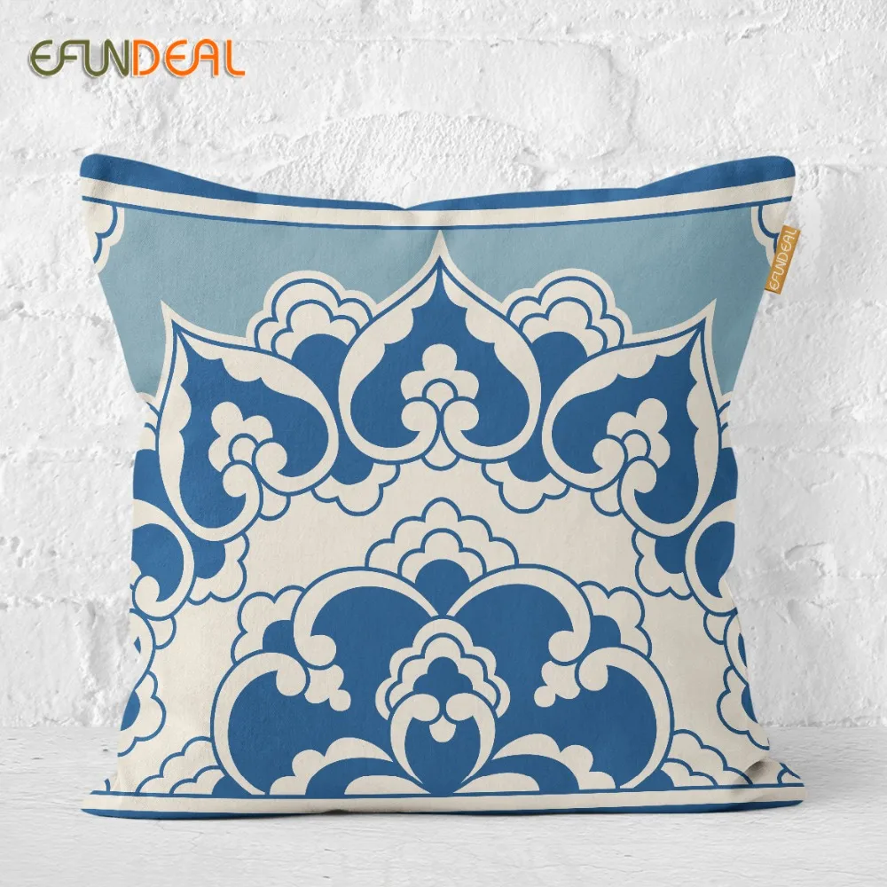 Wholesale Home Decorative Cushion Cover Vintage Blue Floral Cushions Case Pillow Case Home Decor  45x45cm/55x55cm/60x60cm