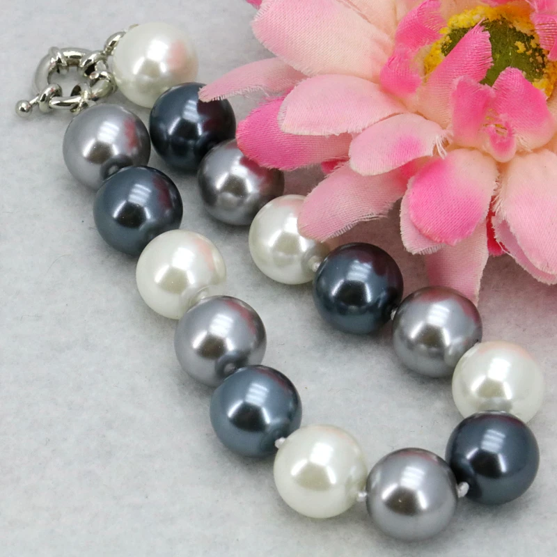 Multicolor glass pearl necklace set 12mm necklace 18\