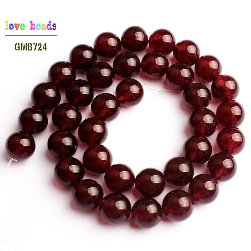 Garnets Stone Beads Dark Red Jades Round Beads for DIY Bracelet Jewelry Making 15\