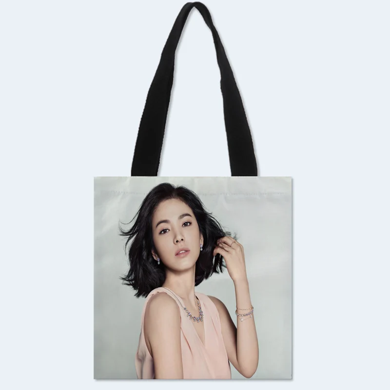 

Custom Song Hye Kyo printing shoulder bag canvas tote bag shopping travel bags book handbag Two sides printed custom logo