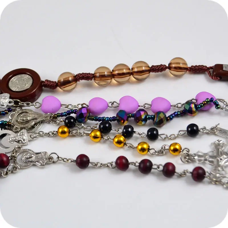 6 نمط خليط حبات المسبحة INRI يسوع الصليب الصليب قلادة القلائد الكاثوليكية المسيحية الأرثوذكسية موضة مجوهرات الدينية #3