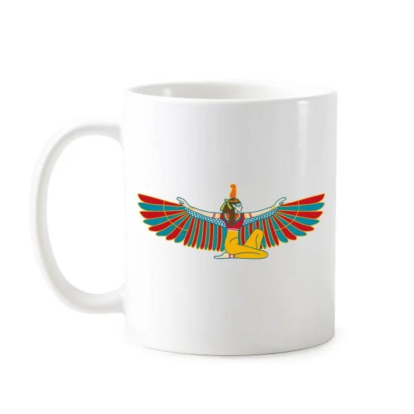 

Ancient Egypt Abstract Decorative Pattern Sacrifice Flying Goddess Pattern Mug White Pottery Cup Milk Coffee With Handles 350 ml