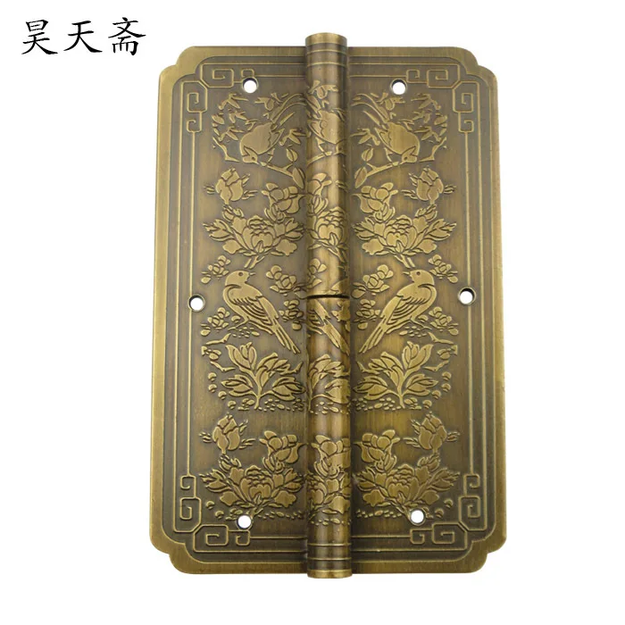 [Haotian vegetarian] Chinese antique bronze coat copper detachable door hinge (hinge) Large birds paragraph