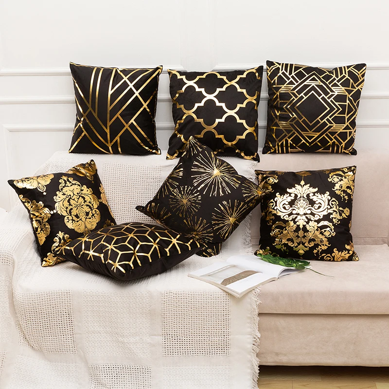 RULDGEE Gold Cushion Cover Black And White Gold Pillowcase Sofa Decorative Case Pillows Christmas Pillowslip For Nap Pillow