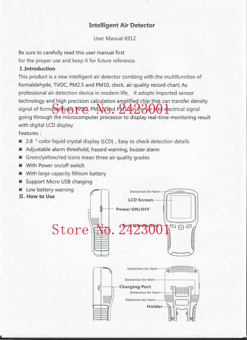 6 in1 Household laser Formaldehyde detector CH2O TVOC High precision laser pm2.5 tester Air quality detector color display style