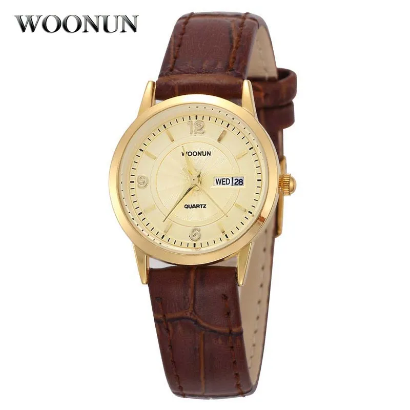 2020 WOONUN Womens Watches Ladies Watches Top Brand Luxury Genuine Leather Calendar Quartz Ultra Thin Watch Geneva Watch Women